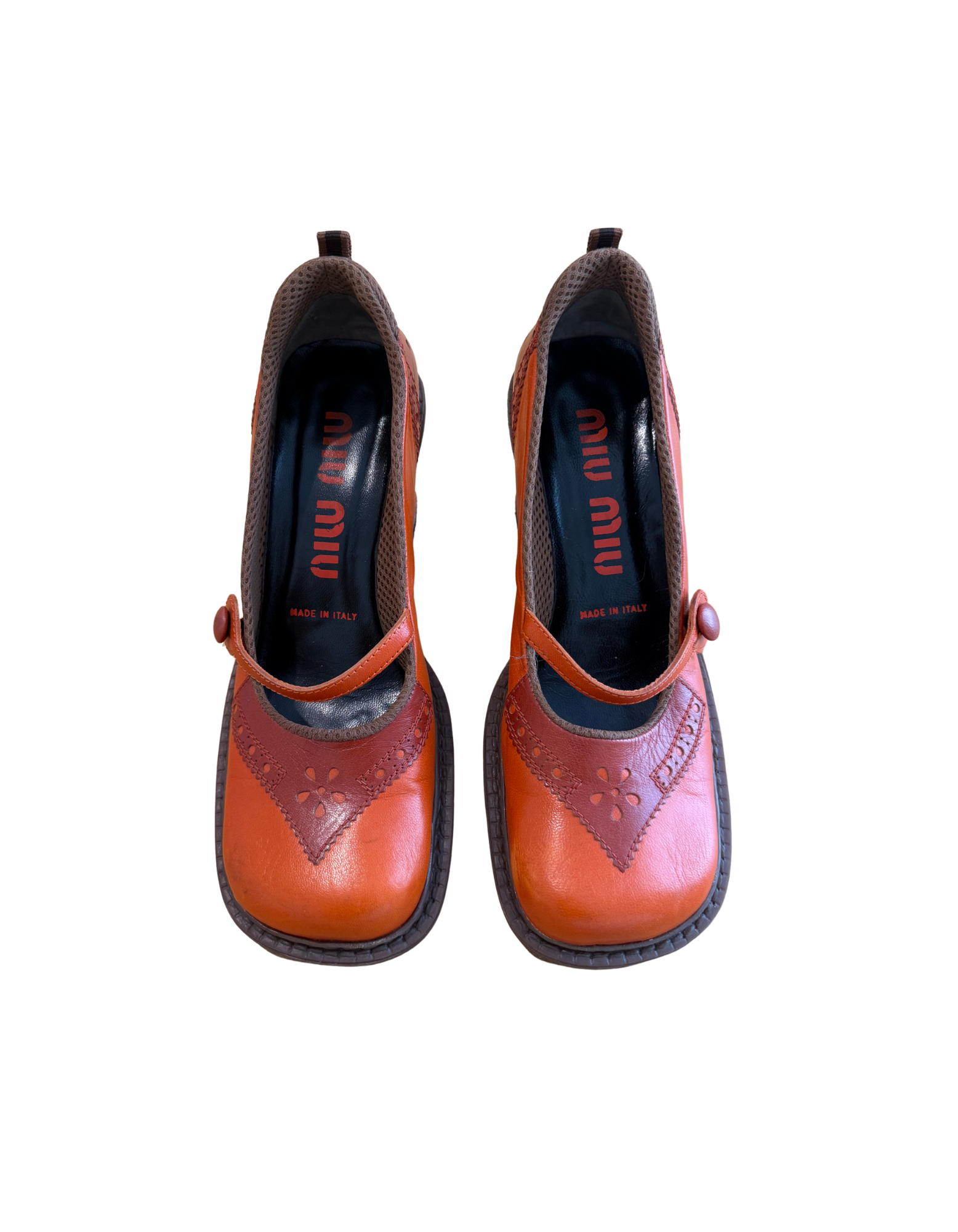Vintage 90s Miu Miu Mid-Heel Leather Pumps