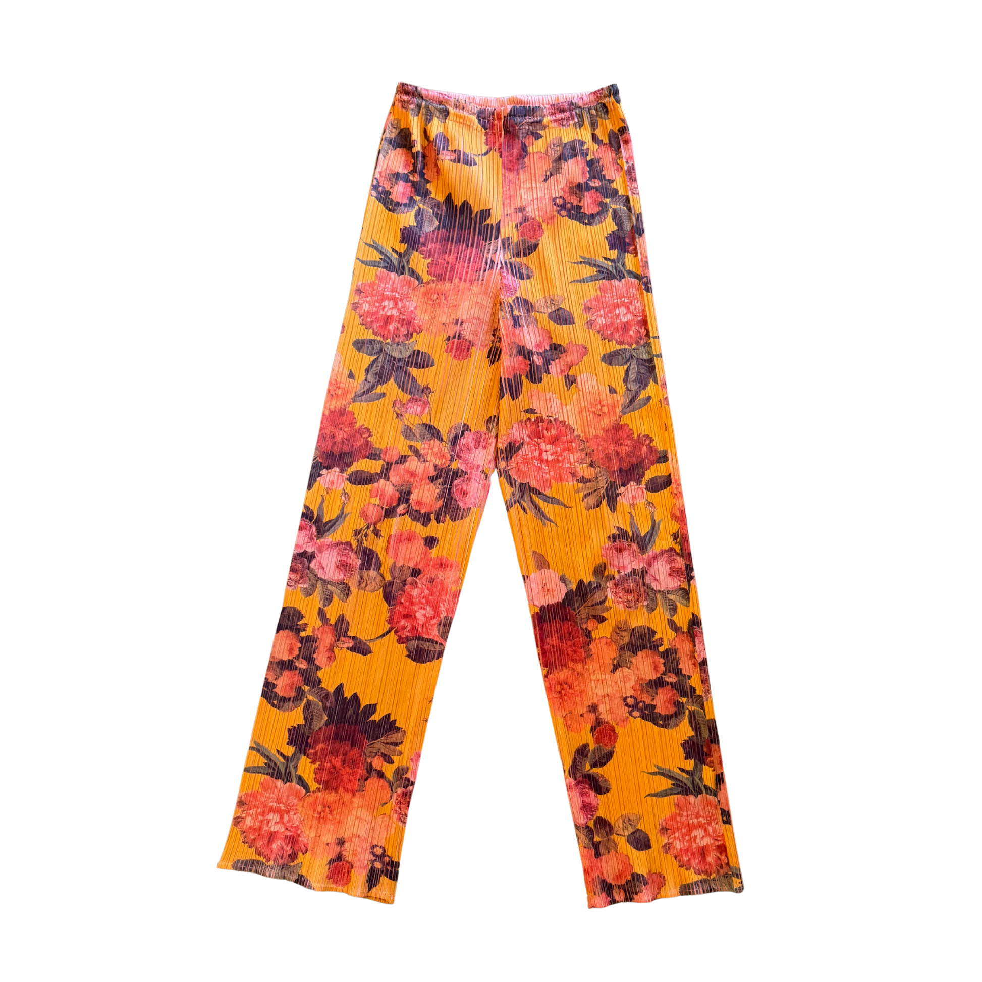 Pleats Please Issey Miyke Vintage Floral Pleated Trousers