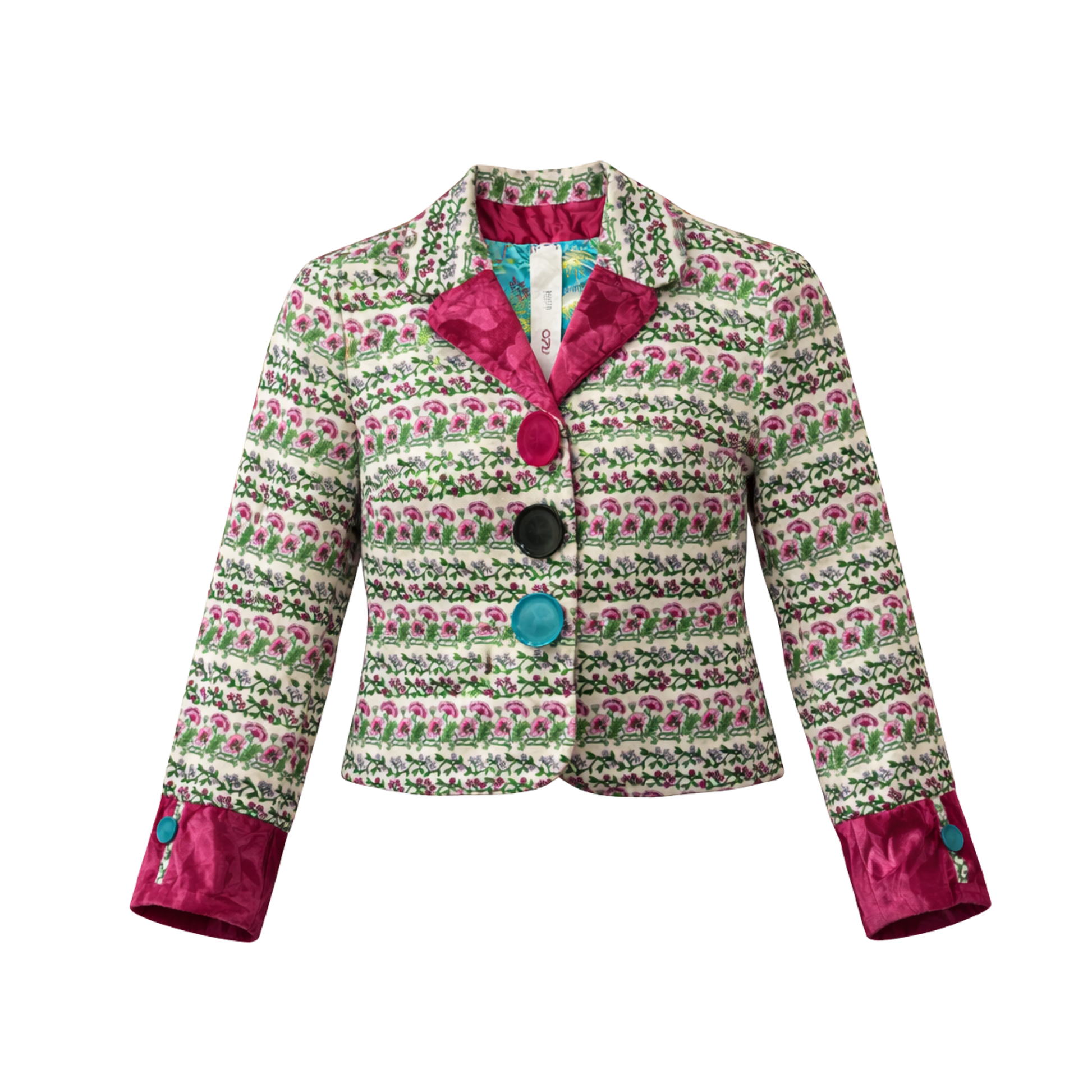 Kenzo Runway Pink &amp; Green Floral Velvet Jacket