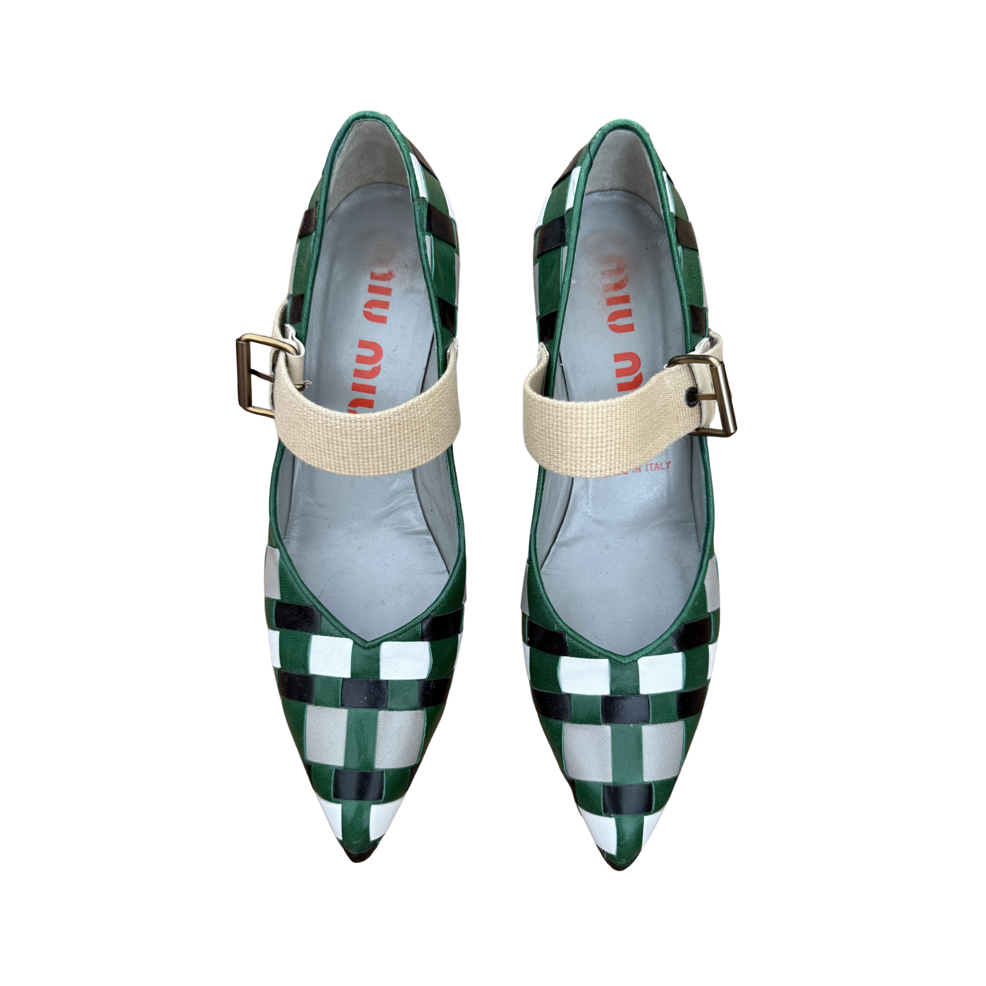 Vintage Miu Miu Woven Mary Jane Pumps