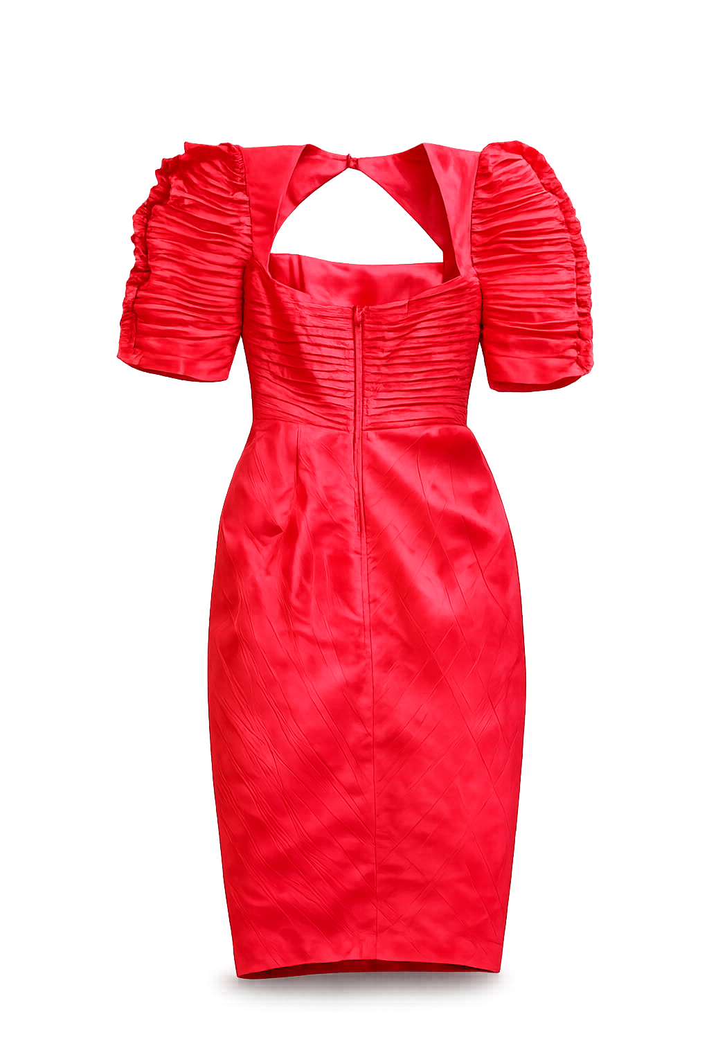 Vintage 1980s BB Collection by Barbara Black Red Taffeta Ruffled Rosette Cocktail Dress