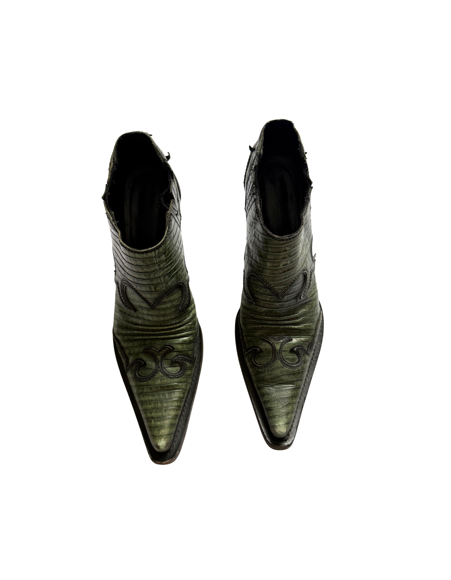 90s Miu Miu Alligator-Embossed Western Boots
